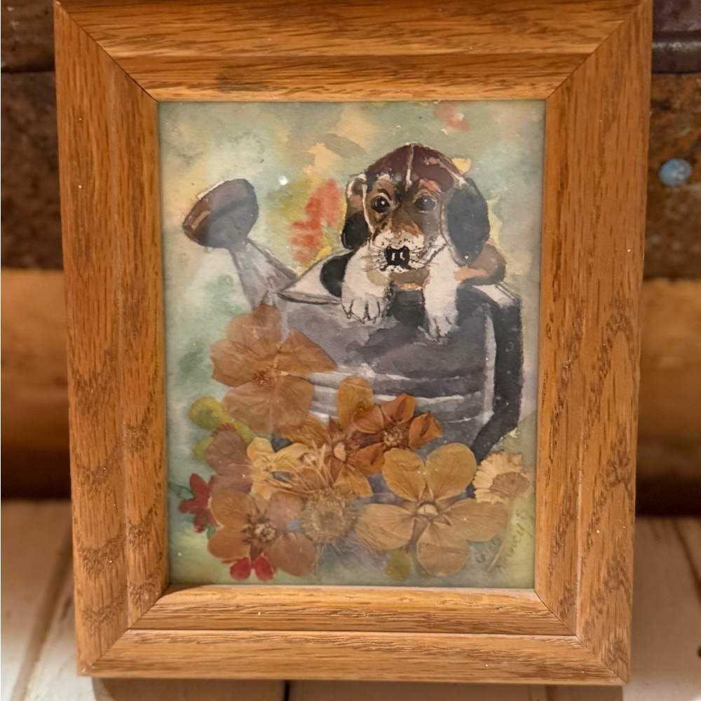 Nancy Smith Vintage Watercolor Painting With Dried Flowers